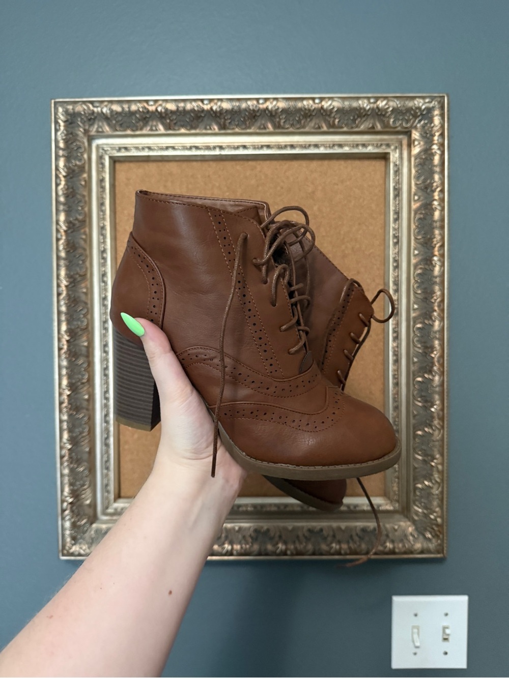 Women's Lace-Up Brown Ankle Booties